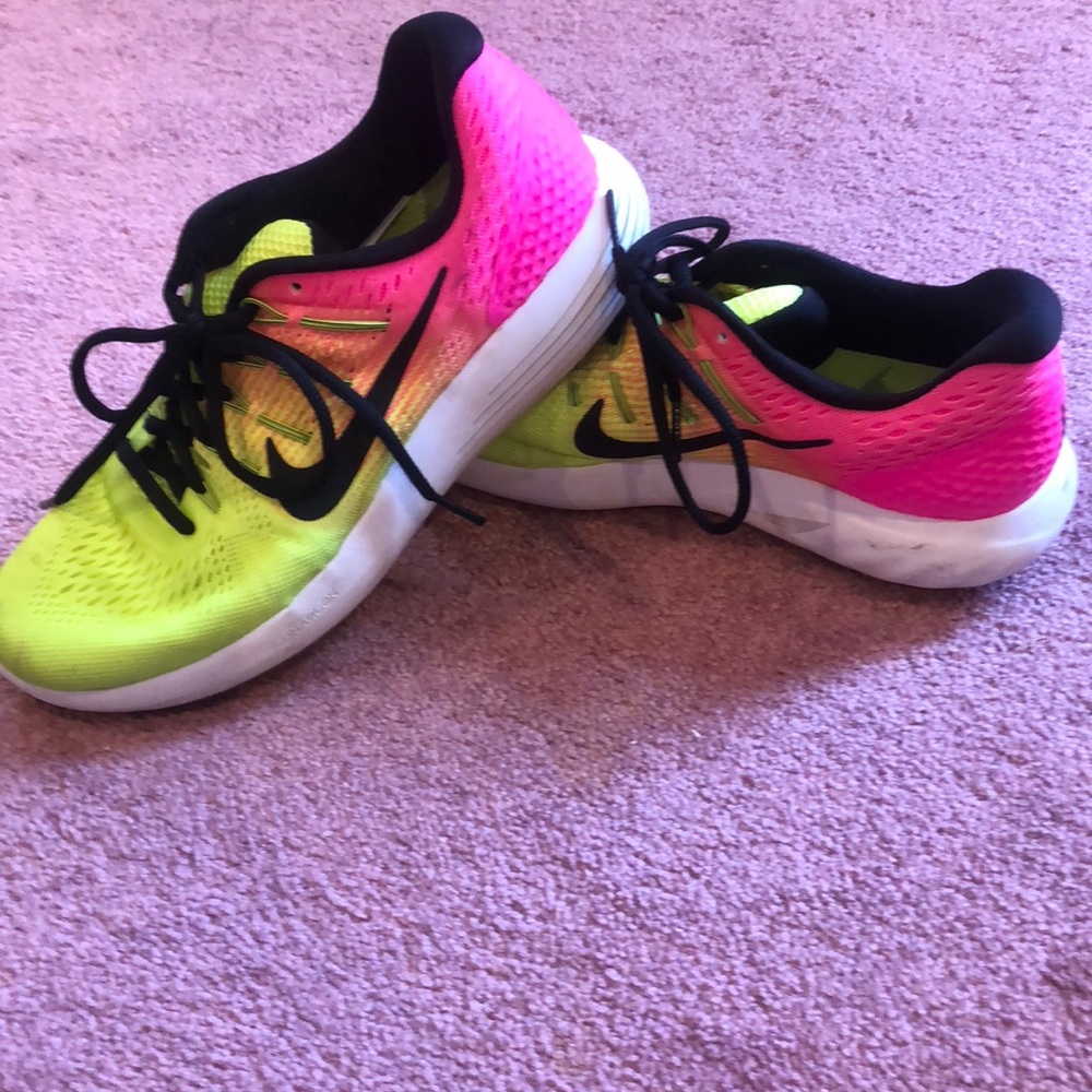 Neon nike running shoes